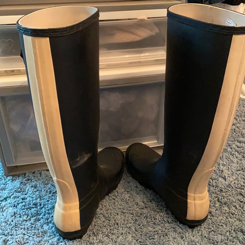 Hunter Tall Rain Boots with Beige Strip